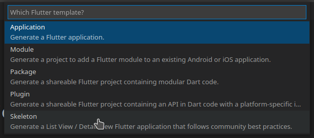 Selecting flutter application